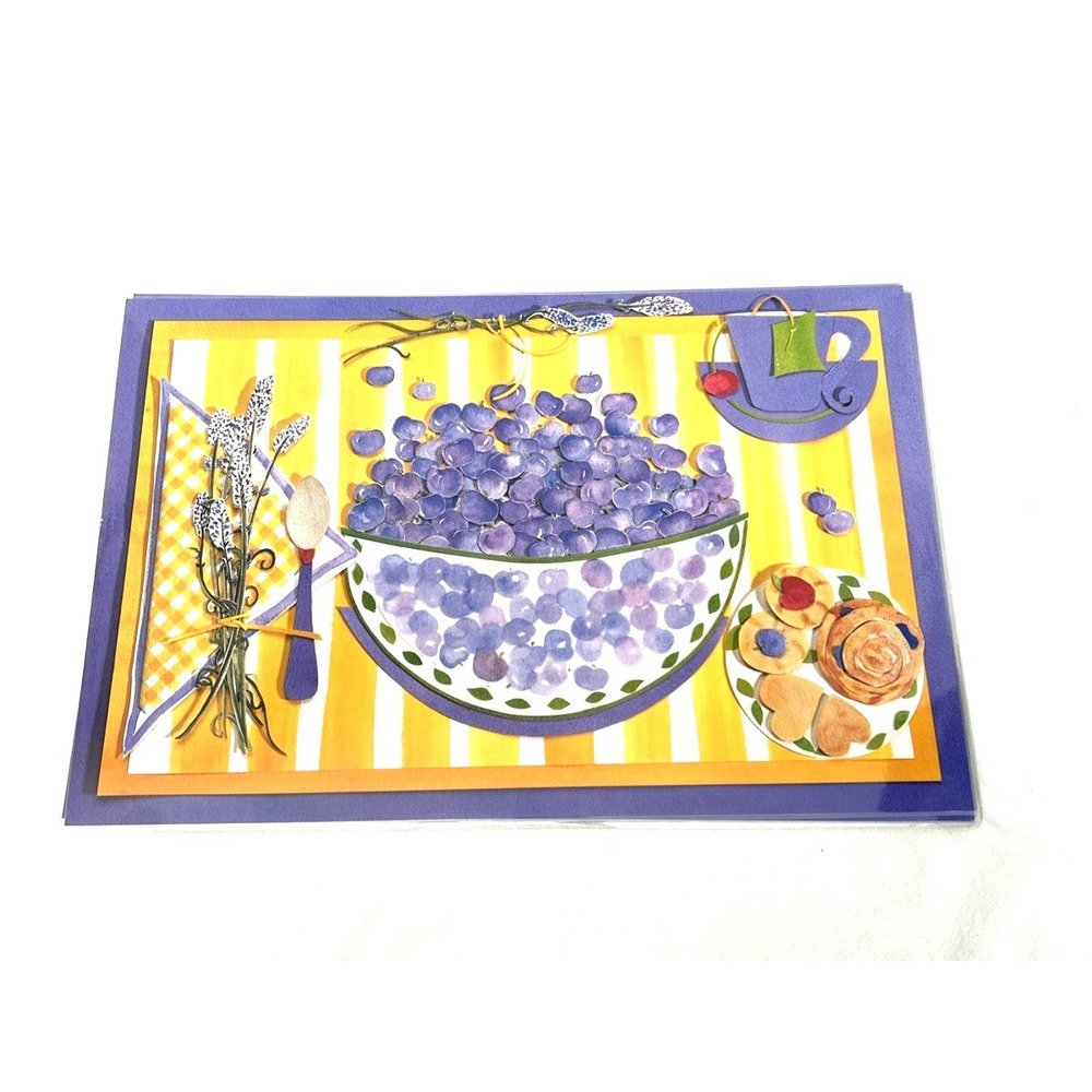 Paperproducts Design Placemats Set of 8 Blueberry Heaven Laminated Made in USA